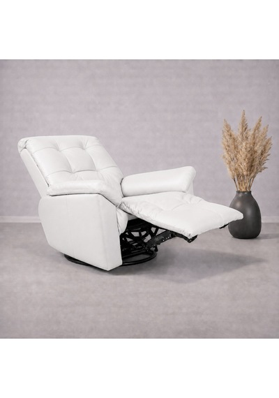 Smarto Relax Basel Elektrikli Masajlı Döner Sallanan Tv Koltuğu Kontrol Panelli Ergonomik Gerçek Deri Baba Koltuğu Beyaz