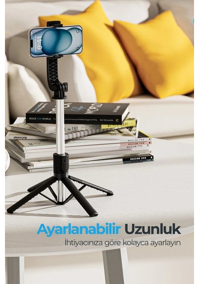 Ven-dens Vd-ss05 Bluetooth Kumandalı Selfie Çubuğu Ve Tripod, 90 Cm Uzatılabilir Gövde, 360 , Siyah