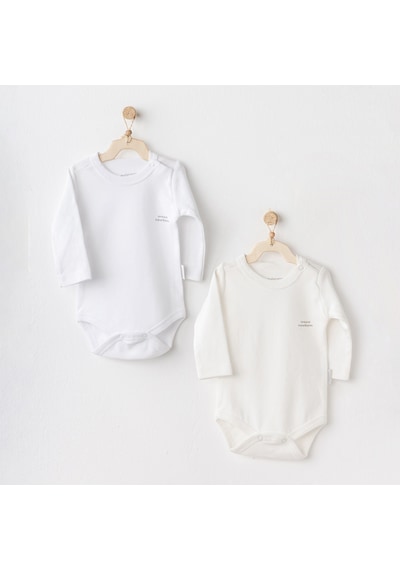 Andywawa Long Sleeve Basic 2'li Bebek Body Ac25210 Ekru