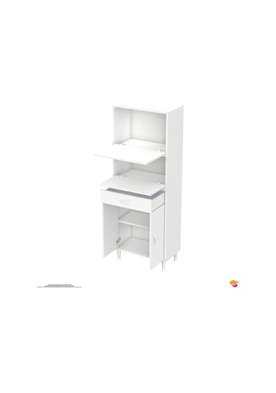 Modilayn Vio 55x163,4x32,5 Cm Yeni Çekmeceli, Kapaklı, Ekmeklikli, Çok Amaçlı Mutfak Dolabı. Beyaz
