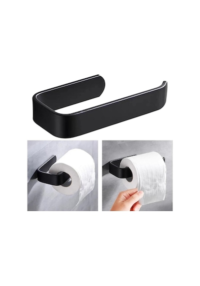 Alper Banyo Lüks Tasarım Lama Tuvalet Kağıtlığı Siyah Siyah