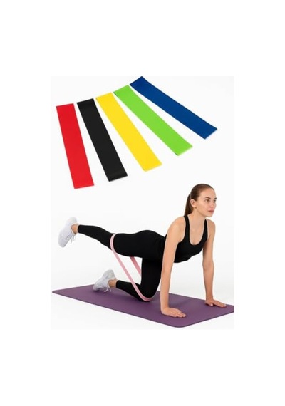 5'li Direnç Bandı Seti, Pilates Ve Fitness İçin, Dayanıklı Açık Bej