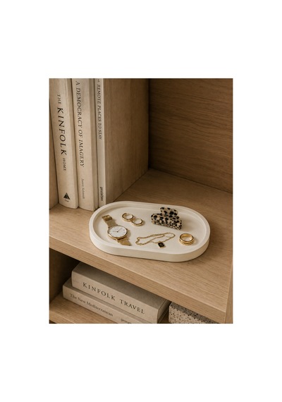 Dekoratif Oval Tepsi Takı, Anahtar Ve Aksesuar Düzenleyici 17,5 X 8 Cm Beyaz - 910555067 Beyaz - 910555067