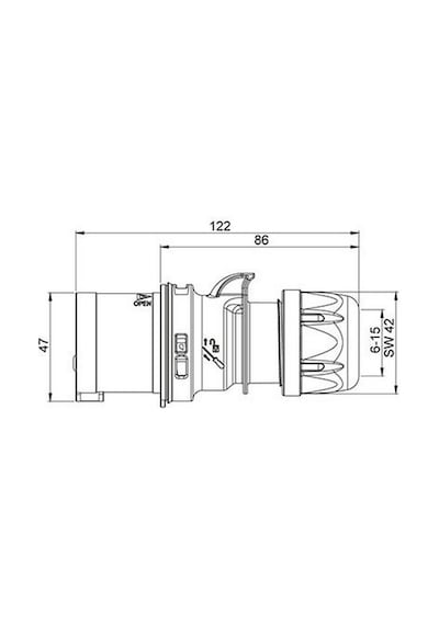 Mete Enerji 3x16a. Ip44 Düz Fiş Vidalı Bağl. 406101v