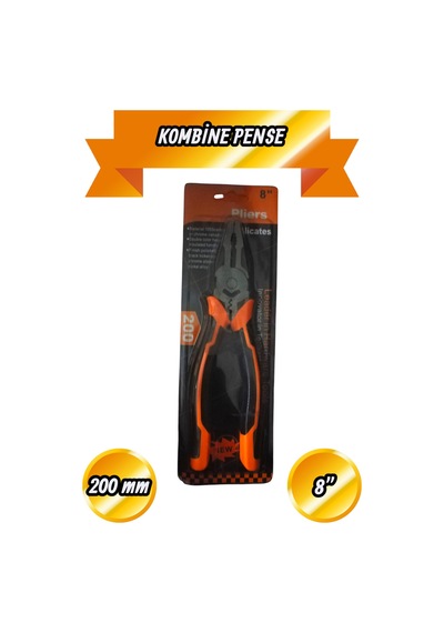 200 Mm Kombine Pense 8'' Turuncu İzoleli