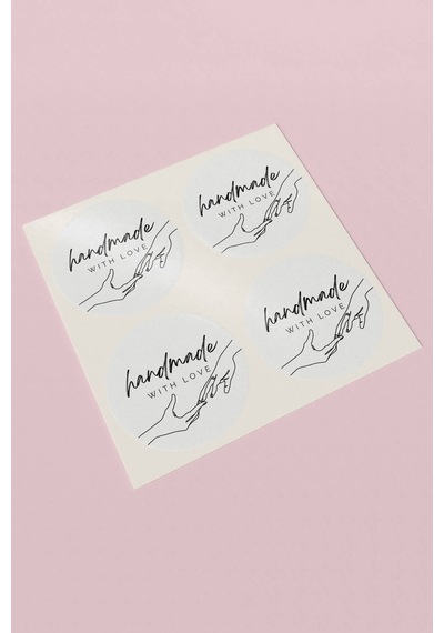 Handmade With Love Beyaz Sticker 3x3cm St2275 Çok Renkli