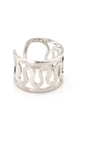 Parlak Gümüş Renkli Earcuff Kikirdak Küpe Sarmal Desenli Ex091 Beyaz