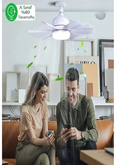 Helios Vantilatörlü Led Ampul E27 Duy Uzaktan Kumandalı 3 Modlu Fanlı Lamba