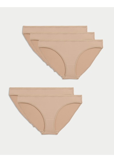 Marks & Spencer 5'li Dikişsiz Bikini Külot Seti T61004106 Bej