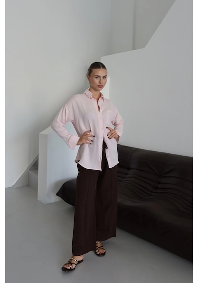 Kazax Tek Cepli Müslin Gömlek Pembe Pt Pembe