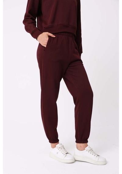 Defys Kadın Bisiklet Yaka Basic Şardonlu Eşofman Takımı Bordo - 932380624 Bordo