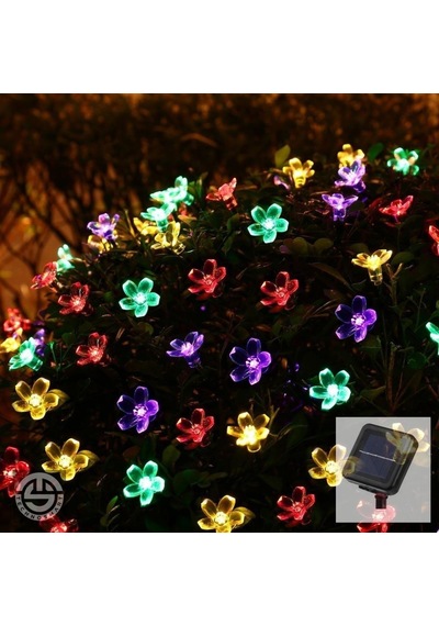 Technojet 20 Ledli Solar Çiçekli Rgb Bayçe Aydınlatma Dekorasyon Çok Renkli