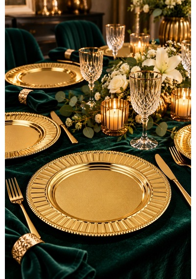 6'lı Gold Paslanmaz Çelik Supla Seti 33 Cm Amerikan Servis Ve Sunum Altlığı Altın - 941835872 Altın
