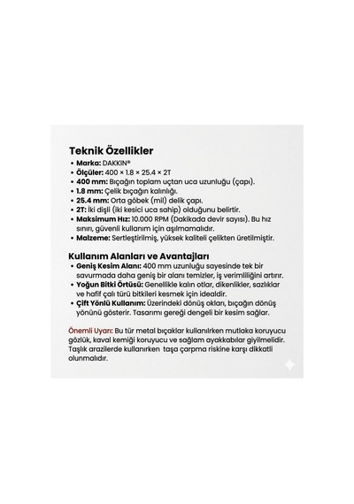 Tırpan İkili Bıçak Çelik - 853548651