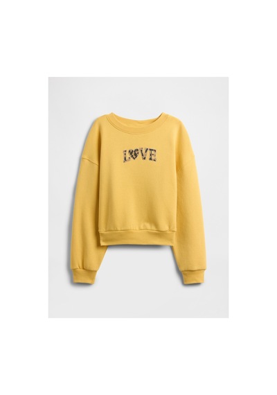 Gap Kız Çocuk Oversized Bisiklet Yaka Sweatshirt sarı