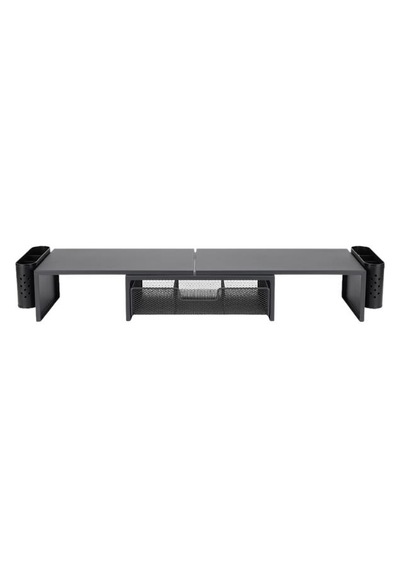 Temel Siyah Çift Monitör Yükseltici Stand Çekmeceli Masaüstü Organizer 9216