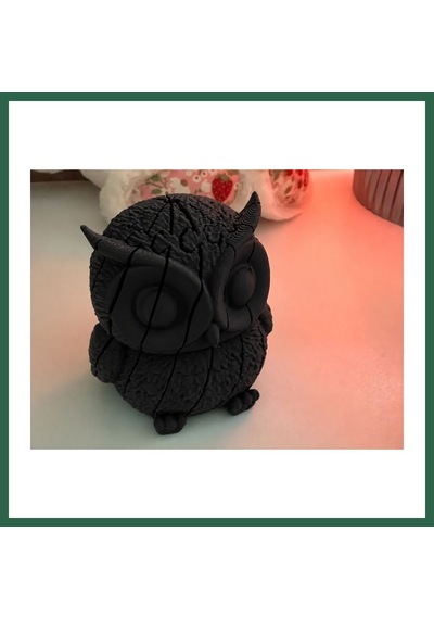 Bezos 3d Baskı Hareketli Baykuş Figürü - Eklemli Flexi Oyuncak - Siyah Bzs01