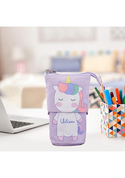 Valkyrie Unicorn Uzayabilen Teleskopik Kalem Kutu Makyaj Çantası Çok Amaçlı Çanta Mor