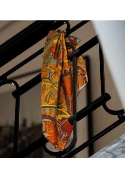 Silk Home Twill İpek Eşarp 11512-07 Koyu Turuncu Art Desen Koyu Turuncu
