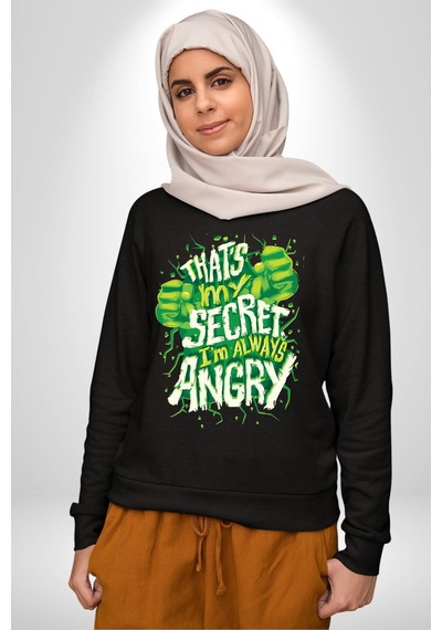 Bu Benim Sırrım Her Zaman Kızgınım Unisex Siyah Sweatshirt Siyah