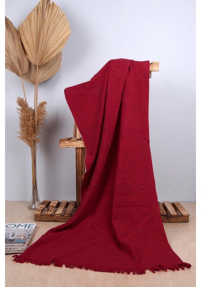 %100 Pamuk 70x150 Yazı Jakarlı Plaj Havlusu