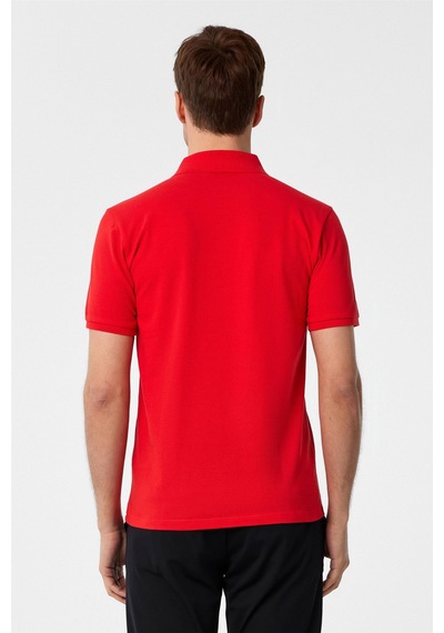 Süvari Kırmızı Slim Fit Armürlü Polo Yaka Tişört Kırmızı