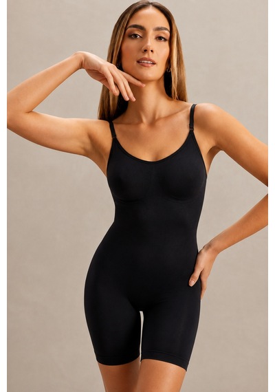 Kadın Kalp Yaka Sportif Etki Siyah Body