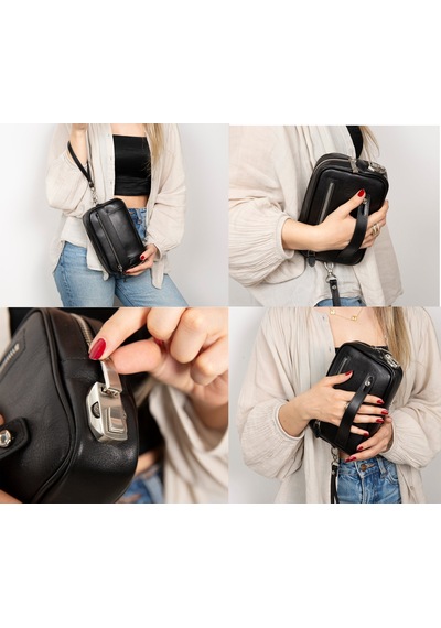Bloominbag Bloomclutch Forge Obsidian Black Luxe Hakiki Deri Unisex Clutch Siyah