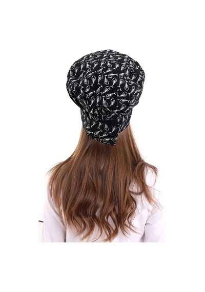 Siyah Balık Desenli Aşçı Mantar Şapka - Unisex-Standart-Tek Parça