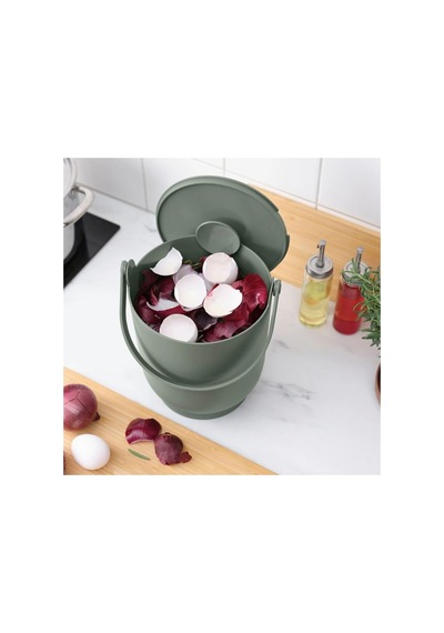 Çöp Kovası Katlanır Kulplu, Kapağı Kenara Sabitlenebilir, Polipropilen Plastik, Mint Yeşili, 4 Lt