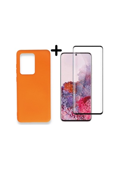 Samsung Galaxy Uyumlu S20 Ultra Lansman Içi Kadife Telefon Kılıfı Ve Tam Kaplar Polymer Nano Ekran Koruyucu Col179204-turuncu