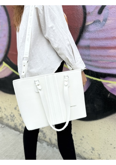 Just Polo Kadın Yeni Sezon Büyük Boy 3 Bölmeli Lüks El Ve Omuz Çantası Shoulder Bag Beyaz 66159387