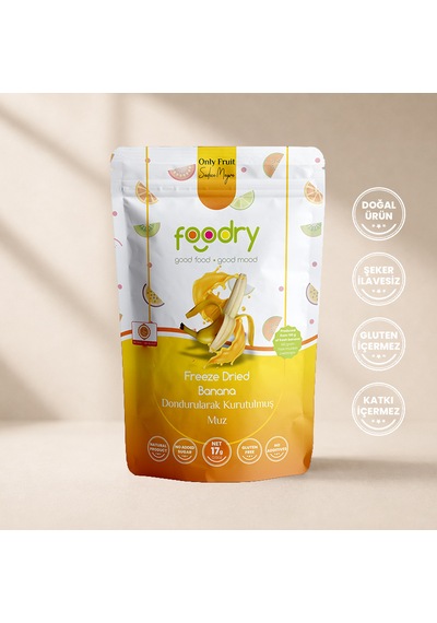 Foodry Dondurularak Kurutulmuş Muz Freeze Dry Muz 17g Katkısız Çıtır Meyve Atıştırmalığı 17 G