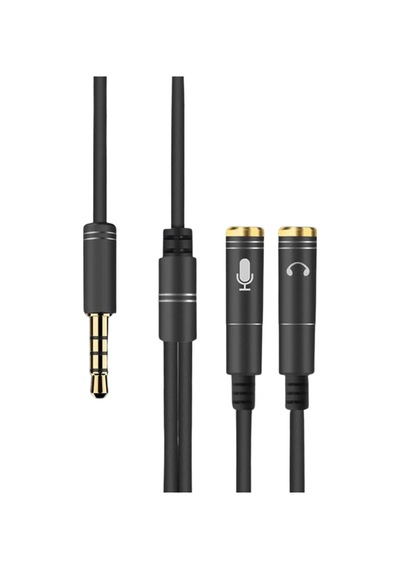1 Erkek 2 Dişi 3.5 Mm Kulaklık Ve Mikrofon Ayırıcı Çoklayıcı Aux Kablo 5468 Standart