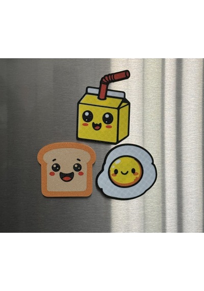 Sevimli Süt Kutusu Yumurta Ve Tost Ekmeği Kahvaltılık Buzdolabı Magneti
