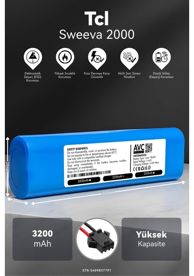 Tcl Sweeva 2000 3200mah Robot Süpürge Bataryası M.ö