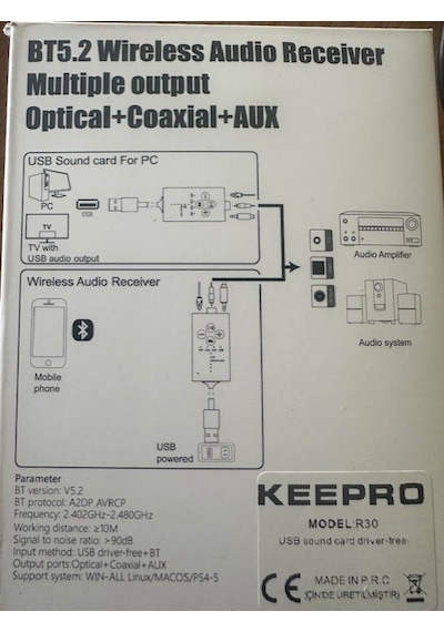 Bluetooth Ses Kartı Bluetooth Optik Ses Çevirici Usb Ses Kartı R30