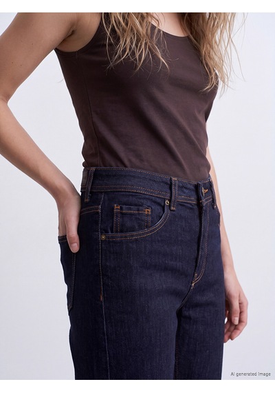 Lcw Jeans İndigo Yüksek Bel Straight Fit Kadın Jean Pantolon