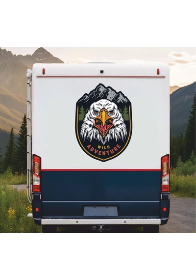 Vahşi Kartal Sticker - Wild Adventure Off Road 4x4 Kamp Sticker - Araba Oto Motosiklet Karavan Cam Sticker - 00051 50x36 Cm