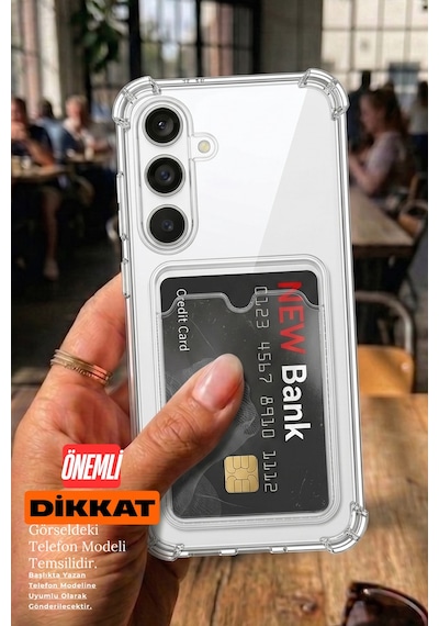 Samsung Uyumlu A06 Şeffaf Kartlıklı Telefon Kılıfı Darbe Emici Köşe Korumalı