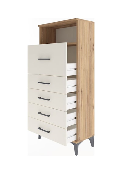 Arges Dolap Tek Raflı 5 Çekmeceli 60x30x134 Çam-aytaşı Çam