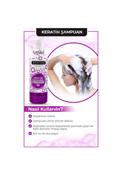 Keratin Içeren Saç Şampuanı 1000 Ml 2 Adet Tüm Saç Tipleri