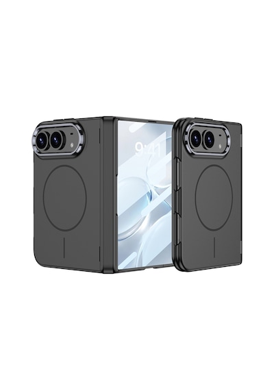 Apple Uyumlu iPhone Duo Kılıf M-safe Şarj Özellikli Camlı Magnetli Kapak Kpt-14 Siyah