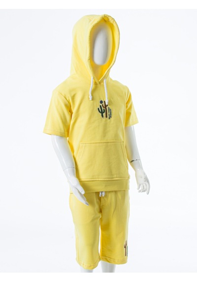 Xo Kids Erkek Çocuk Yazlık 2li Alt Üst Takım Tişort + Şort 2-7 Yaş 3221 Sarı
