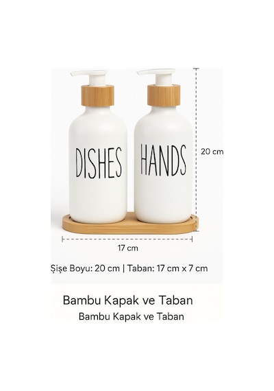 2 Li Sabunluk Seti Bambu Kapaklı Çok Amaçlı Sıvı Sabun Ve Deterjan Şişesi 500 Ml Diğer