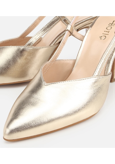 Hotiç Kadın Deri Gold Arkası Açık Stiletto -