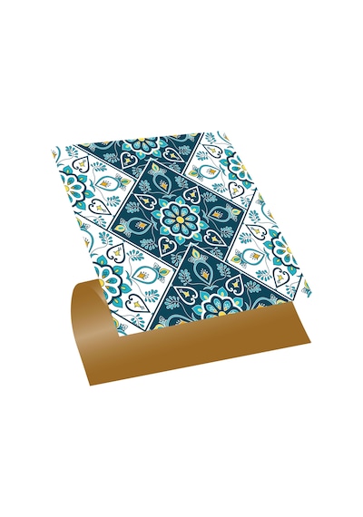 Tink Kendinden Yapışkanlı Turkuaz Çiçek Desenli Pvc Karo 30x30 Cm