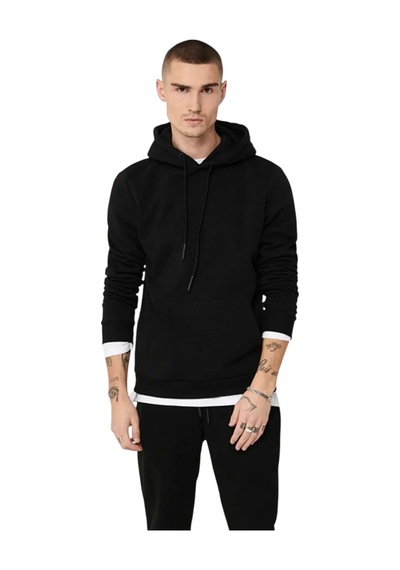 Only Erkek Kapüşonlu Sweatshirt Sİyah