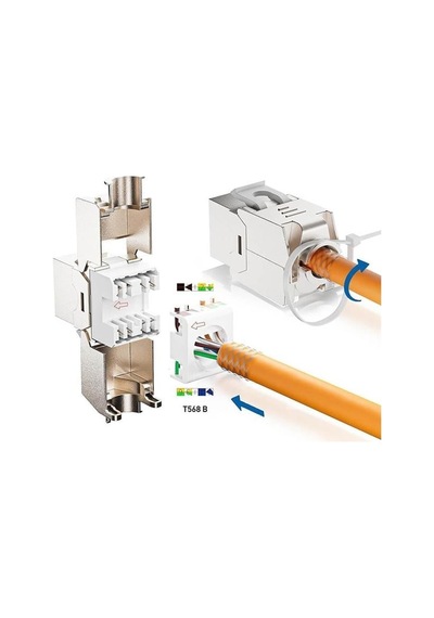 Pm-29567 Cat7 10gbps Toolless Keystone Jack Full Metal Zırhlı Konnektör