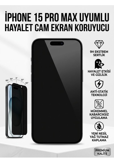 Iphone 15 Pro Max Uyumlu Ekran Koruyucu Hayalet Cam